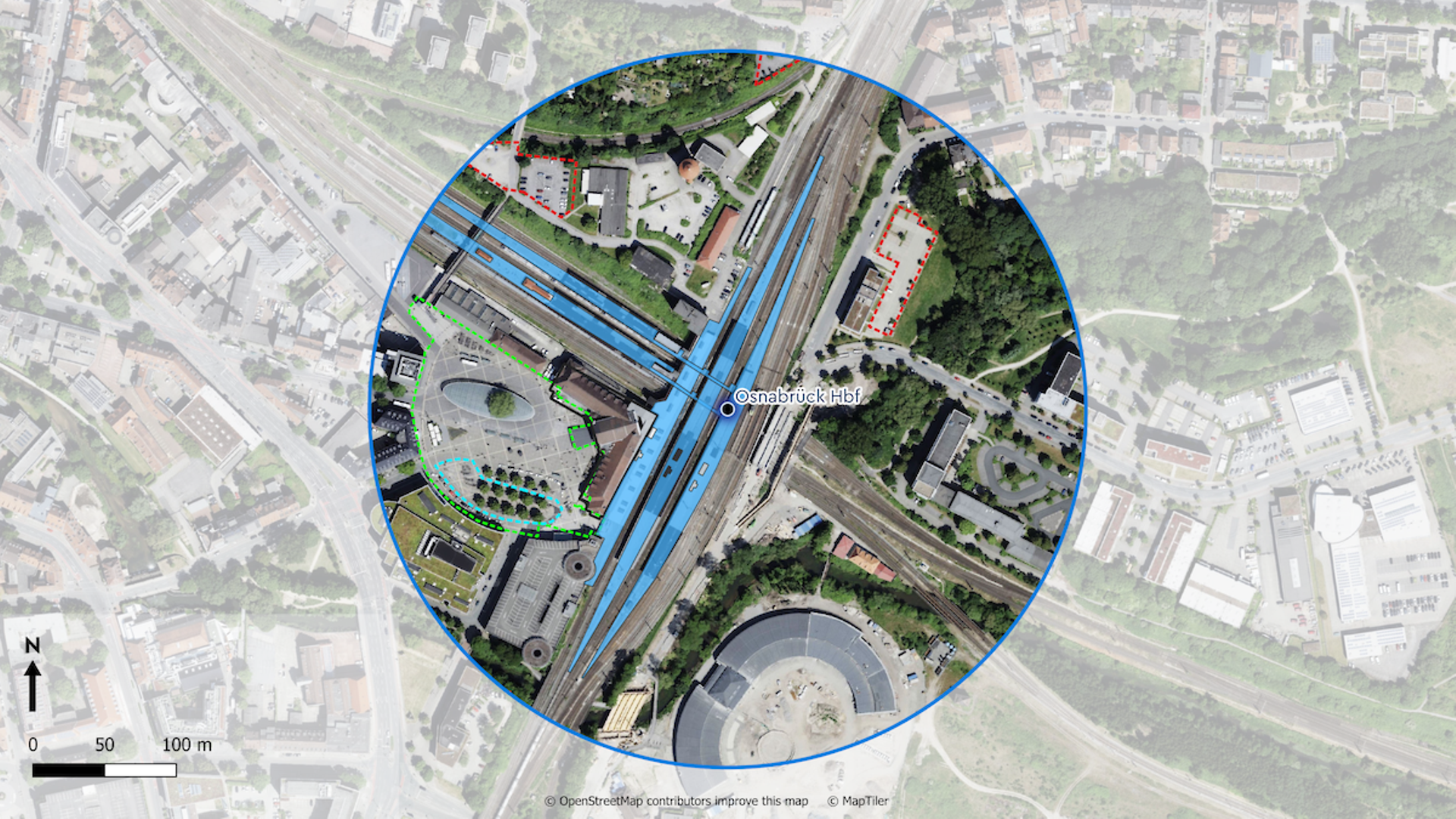Flächenübersicht Bahnhofsvorplatz Osnabrück