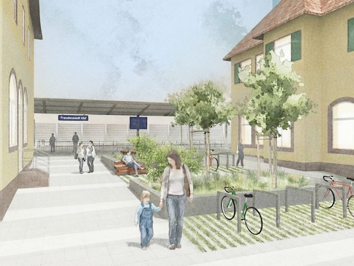 Bahnhofsvorplatz in Freudenstadt